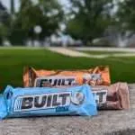 Built bars coconut bar, brownie batter, and salted caramel packaging